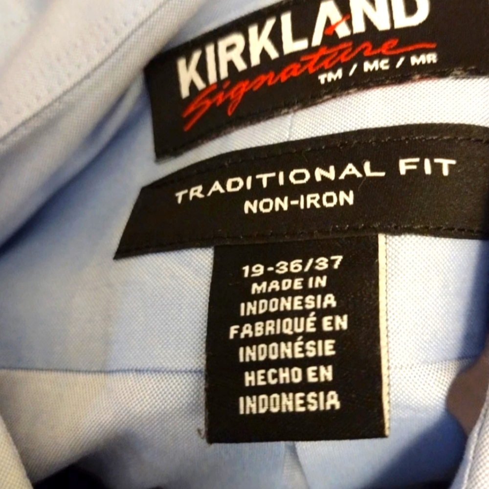Kirkland Signature Men's Blue Dress Shirt 19x36